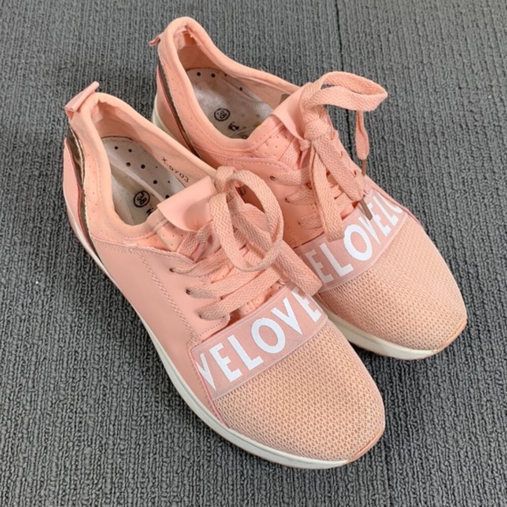 Ideal Lovelo Shoes Sneakers Womens Size EU 38 US 7.5 Pink Gold Mesh Faux Leather